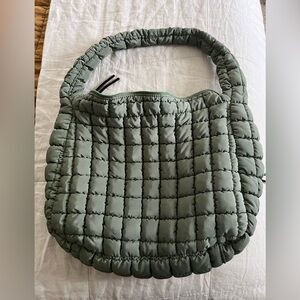 Free People Carryall Quilted Green Tote Bag